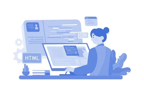 Women Involved In Web Development Stockillustratie