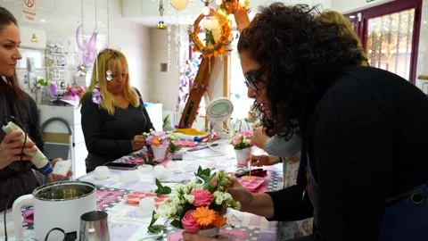 Women learning candle making art in a craft workshop Stock Footage 334555656