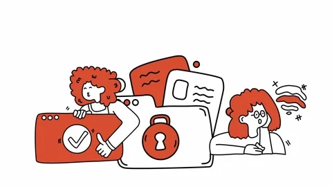 Women managing digital security and data protection for online safety Stock Footage 331579609