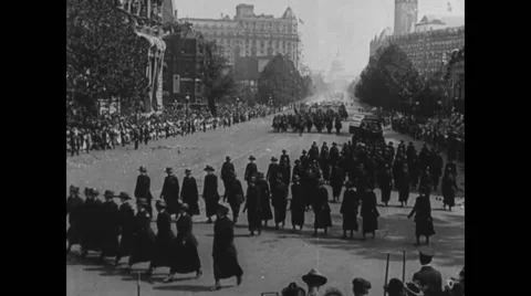 Women marching in parade Stock Footage 43331781