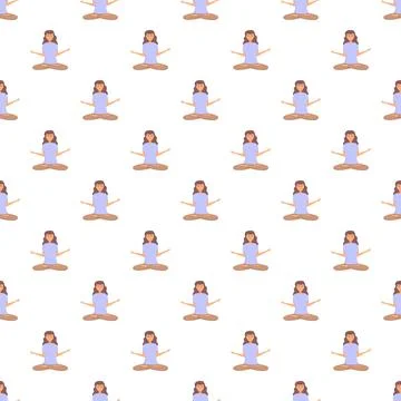 Women meditating in lotus pose pattern for wellness Stock Illustration