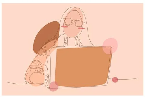 Women In The Office Background Vector Stock Illustration
