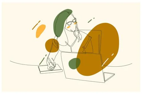 Women In The Office Background Vector Stock Illustration