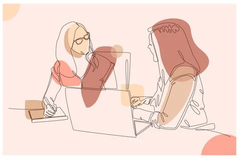 Women In The Office Background Vector Stock Illustration
