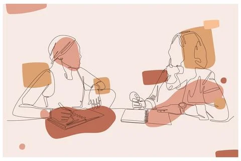 Women In The Office Background Vector Stock Illustration