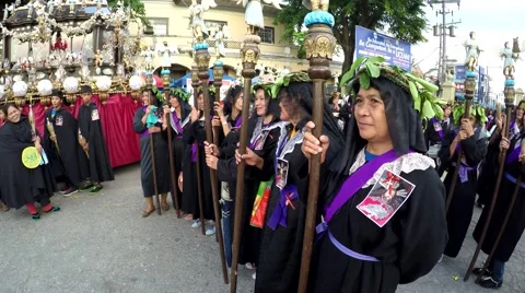 Women penitents in lenten garb Stock-Footage 67326053