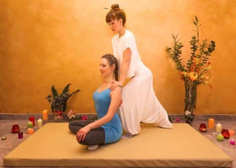 Women practicing physical exercise Stock Photos