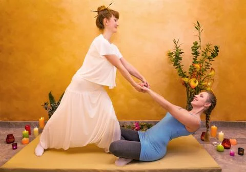 Women practicing physical exercise Stock Photos