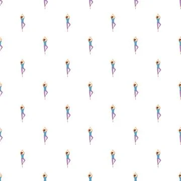 Women practicing yoga tree pose seamless pattern Stock Illustration