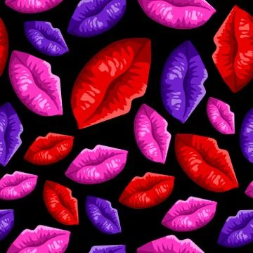 Women s lips on a seamless pattern Stock Illustration