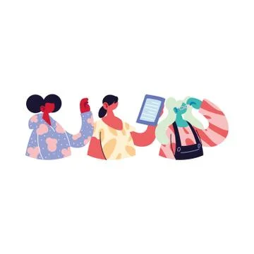 Women sharing work methods online イラスト素材