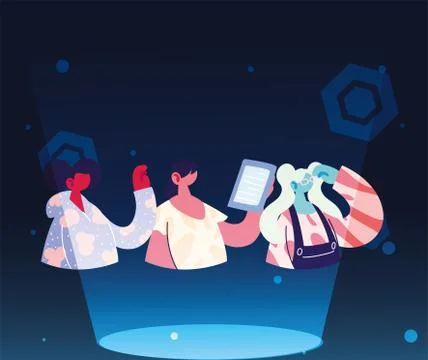 Women sharing work methods online Stock Illustration