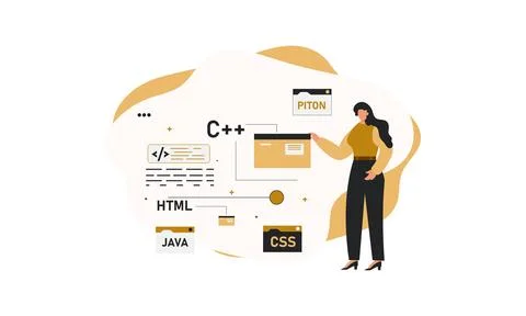 Women showing css coding  developer programmer language イラスト素材