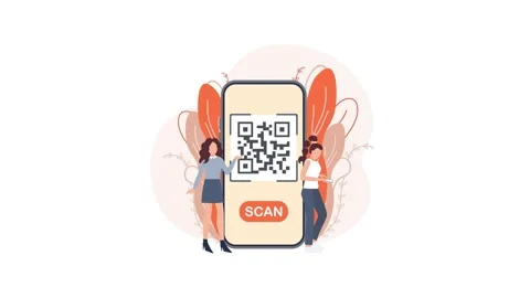 Women showing qr code on smartphone screen on white and green screen background Stock Footage 319027110