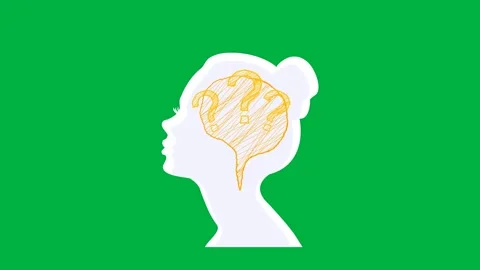 Women silhouette with question marks element on greenscreen Stock Footage 343052656