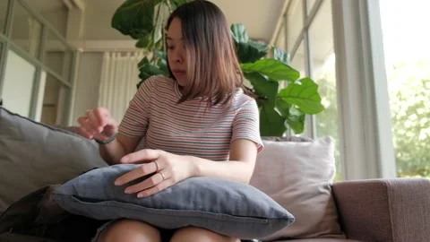 Women sitting on sofa and  using tablet computer for social network. Stock Footage 135347835