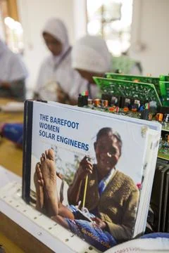 Women on a solar workshop, learning how to make solar lanters at the Barefoot Stock Photos