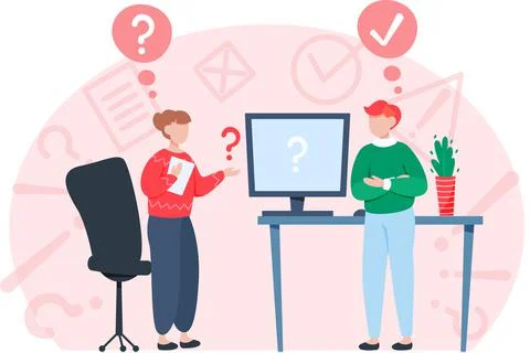 Women solving question. Problem Solution. Career success in teamwork, creative Stock Illustration