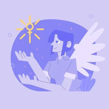 Women Standing Strong: A Flat Vector Illustration of a Woman Facing the Future. Stock Illustration