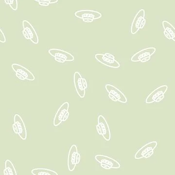 Women summer hat line vector seamless pattern Illustrazione stock