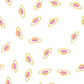 Women summer hat vector seamless pattern Stock Illustration
