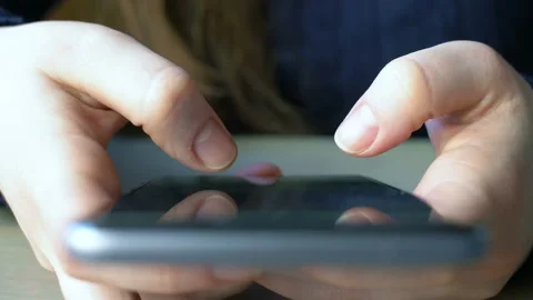 Women texting message or post on social media with smartphone. Close up 4k foota Stock Footage 103381555