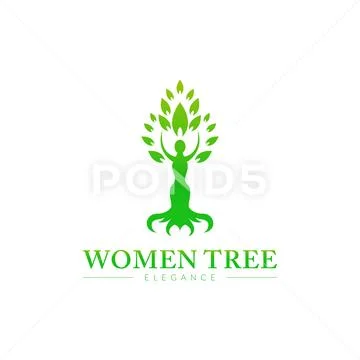 Women tree logo Stock Illustration