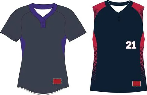 Women Two Button Softball Pullover jersey Vectors Stock Illustration