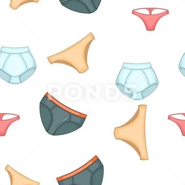 Women underwear pattern, cartoon style Stock Illustration