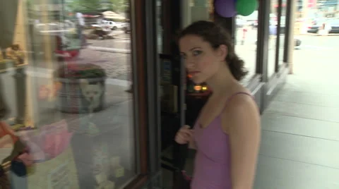 Women Upset While Window Shopping Stock Footage 45497183
