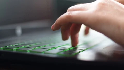 Women use laptop computer working  typing text on a keyboard. Stock Footage 93747053