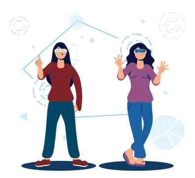 Women using augmented reality technology Stock Illustration