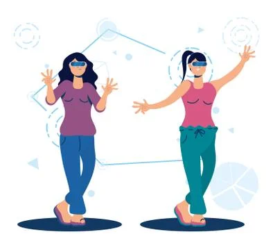 Women using augmented reality technology Illustrazione stock