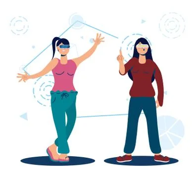 Women using augmented reality technology Stock Illustration