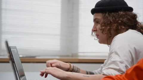 Women Using Laptops and Typing on Keyboard during Computer Class in Prison Stock Footage 328998667