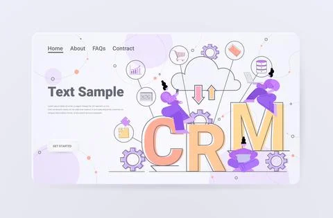 Women using laptops client support CRM Customer Relationship Management concept Stock Illustration