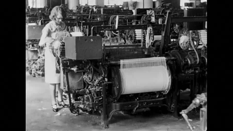 Women At Work Processing Cotton Yarn In Textile Factory Stock Footage 156514083
