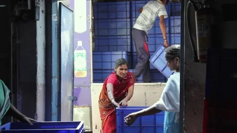 Women workers loading the incense stick crates to the vehicle Video stock 226157072