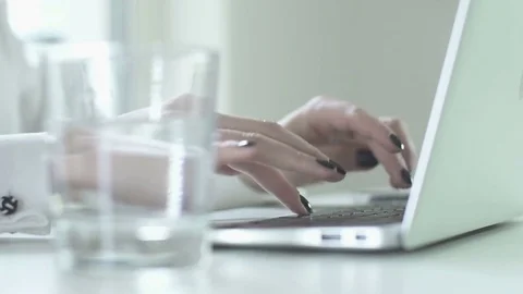 Women working on computer desk in moden office sending emails Stock Footage 72871310
