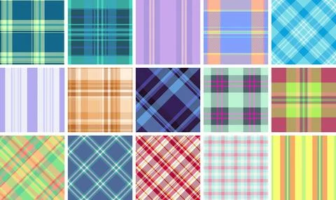 Womens apparel inspired plaid bundle for promotional graphics. The pack sup.. Stock Illustration