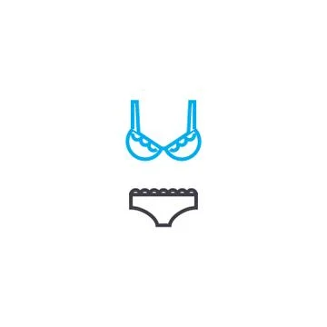 Women's bathing suit vector thin line stroke icon. Women's bathing suit outline Stock Illustration