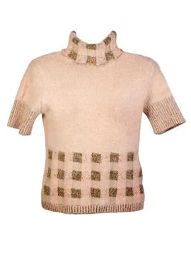 Women's beige sweater with a pattern Stock Photos