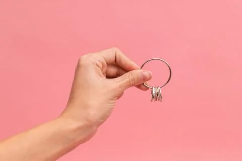 Women's bijouterie on pink background, object shot Stock Photos