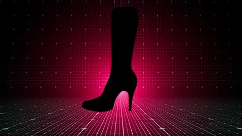 Womens boot animation with red light behind silhouette. Symbol of erotic Video stock 306809730