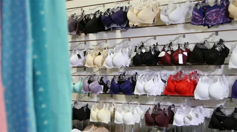 Women's Bras Assorted Sizes and Colors in Store Stock Footage 61987154