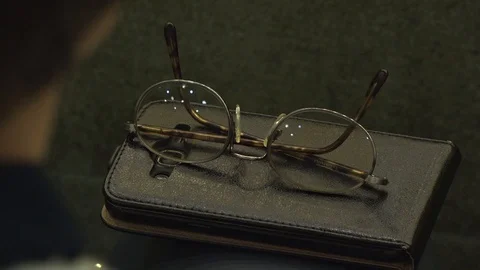 Women's close-up glasses Stock Footage 86440857