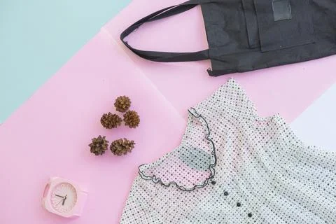 Women's clothing base layout, Outer on pale mint pastel background. Lifestyle Stock Photos