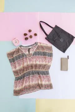 Women's clothing base layout, Outer on pale mint pastel background. Lifestyle Stock Photos