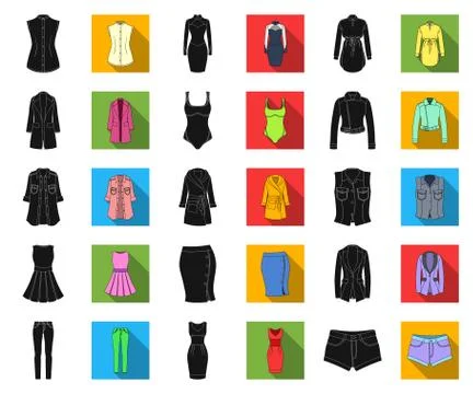 Women's Clothing black,flat icons in set collection for design.Clothing Stock Illustration