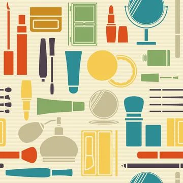 Women's cosmetic. Seamless pattern Stock Illustration